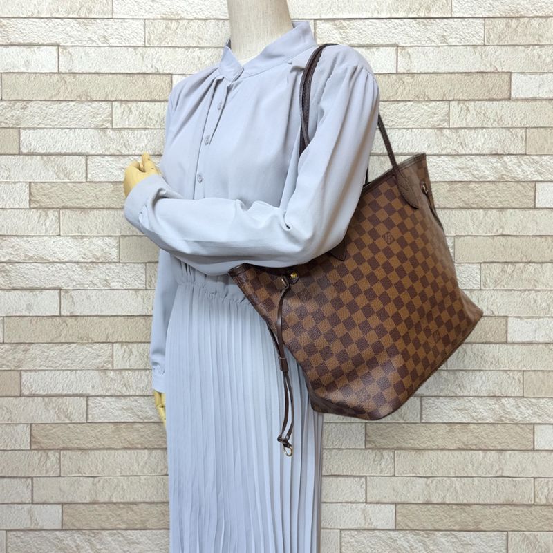 Louis Vuitton Neverfull MM Damier Tote Bag Damier Canvas N51105 Brown Women