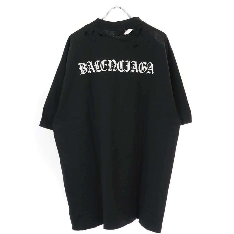 Balenciaga 24ss Logo Print Damaged Oversize D T-Shirt 764235 Tqvj8 Black XL