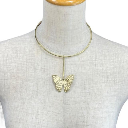 Christian DIOR Necklace Choker Jewelry Accessories Small Butterfly Motif GP Gold