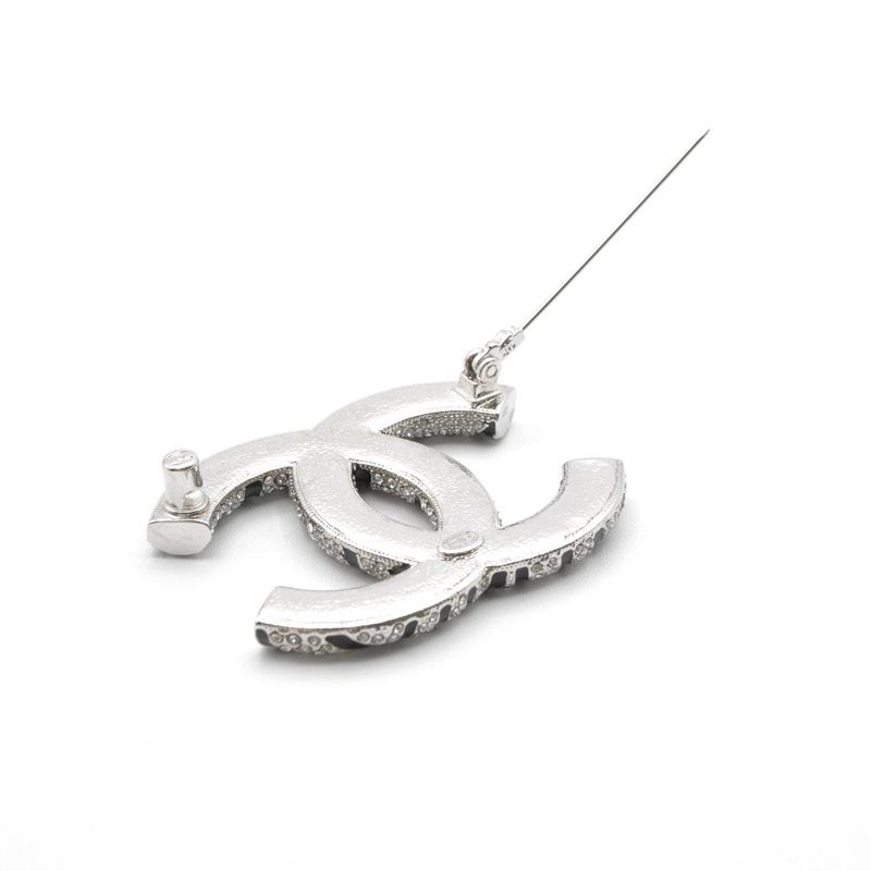 Chanel Brooch Corsage Silver Coco Mark Star Rhinestone