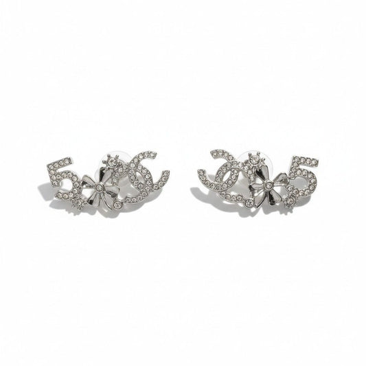 Chanel C4 No5 CC Logo Rhinestone Earrings