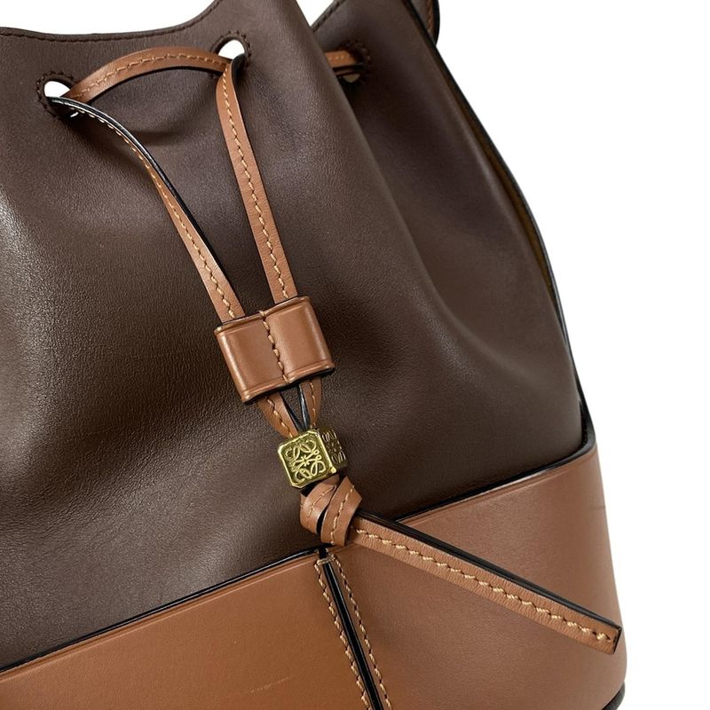 Loewe Shoulder Bag Balloon Bag Small Dark Brown And Brown Drawstring Shape