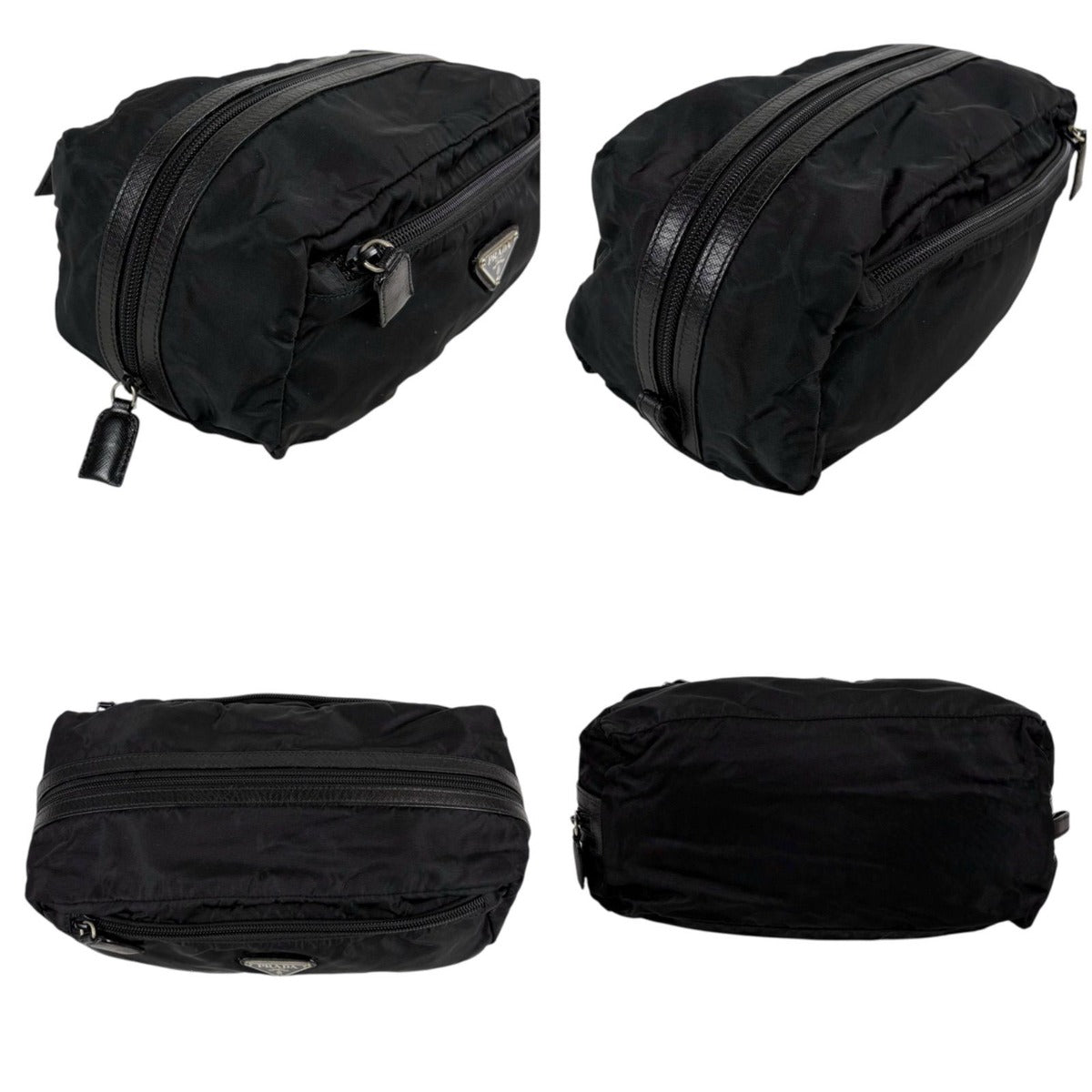 Prada Triangle Logo Clutch Multi Pouch Tessuto Nylon Black Nero — view 3