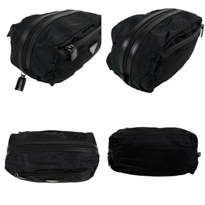 Prada Triangle Logo Clutch Multi Pouch Tessuto Nylon Black Nero — view 3