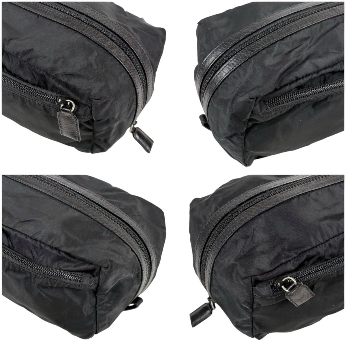 Prada Triangle Logo Clutch Multi Pouch Tessuto Nylon Black Nero — view 4
