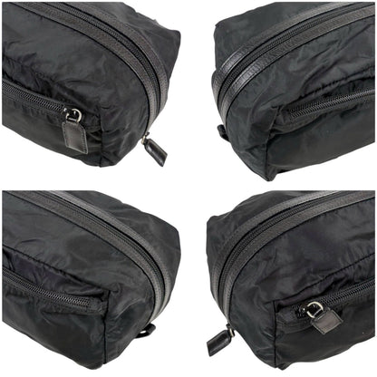 Prada Triangle Logo Clutch Multi Pouch Tessuto Nylon Black Nero — view 4