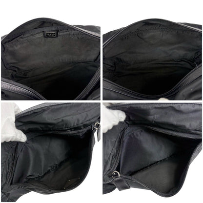 Prada Triangle Logo Clutch Multi Pouch Tessuto Nylon Black Nero — view 6