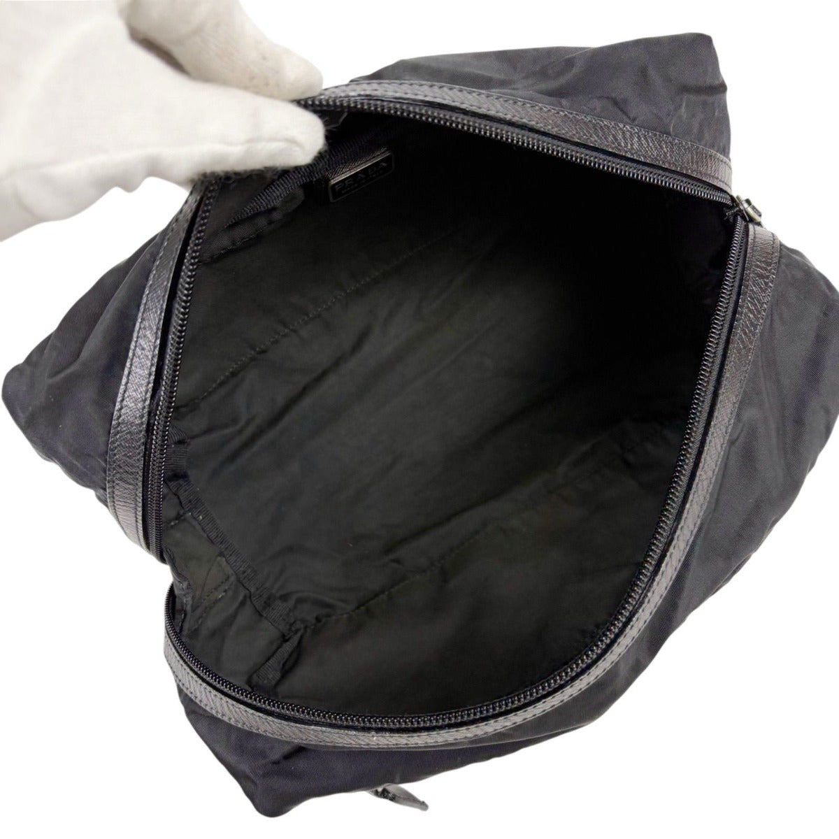 Prada Triangle Logo Clutch Multi Pouch Tessuto Nylon Black Nero — view 8