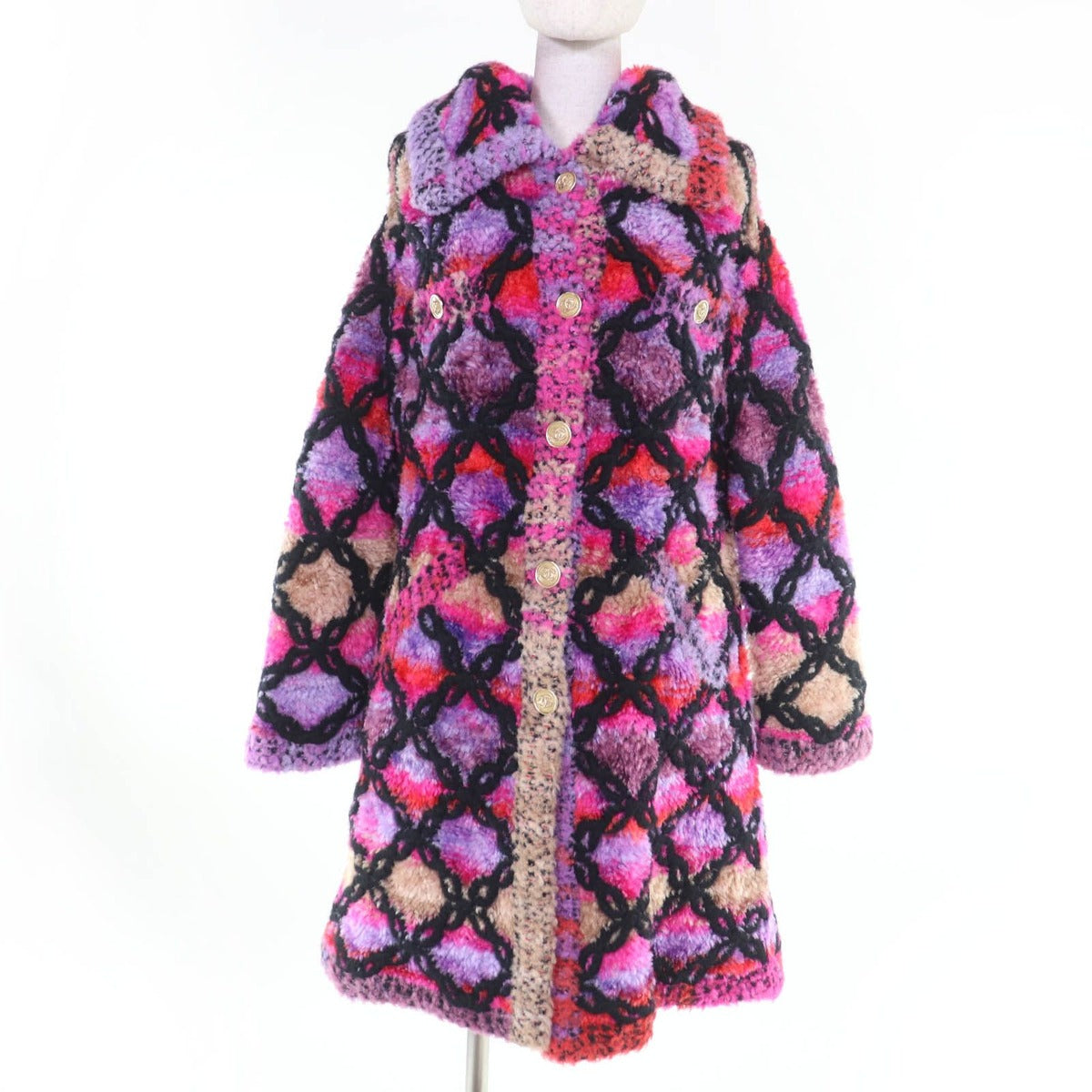 Chanel Cashmere Silk Blend CC Logo Button Coconeige Coat