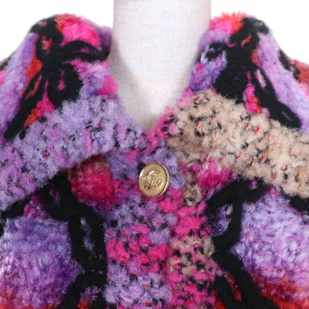 Chanel Cashmere Silk Blend CC Logo Button Coconeige Coat — view 4