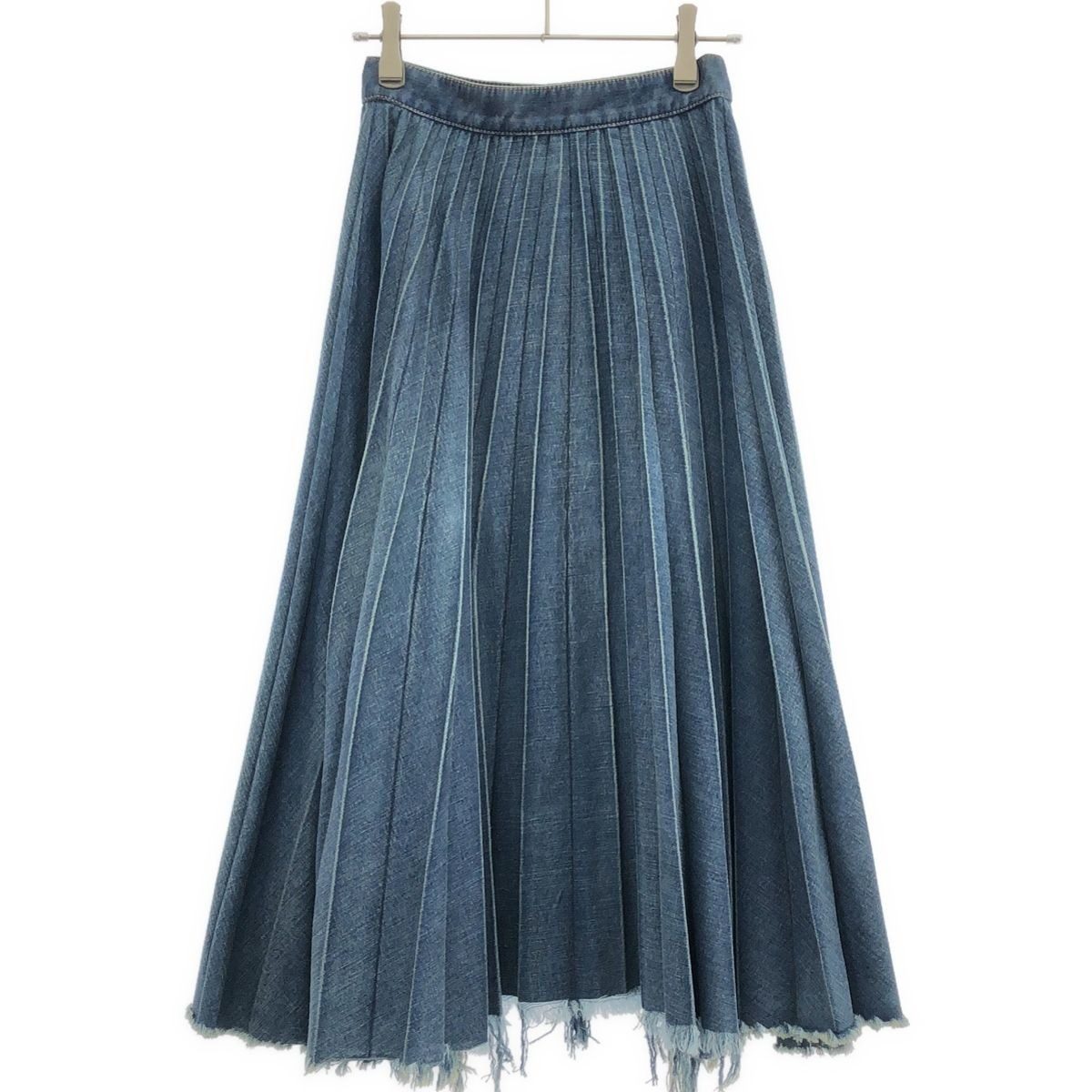 Balenciaga Pleated Denim Midi Skirt Indigo 34