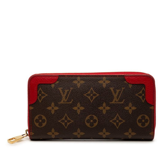 Louis Vuitton Monogram Zippy Wallet Retiro Brown Cerise Leather