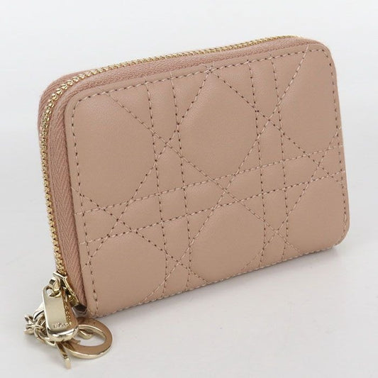 Dior Zip Coin Case Small Lady Purse Leather