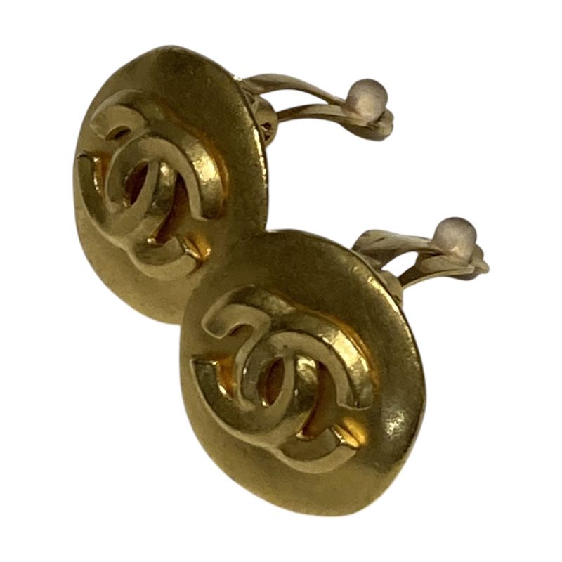 Chanel ⑤ 96P Coco Mark Circle Earrings Ladies Gold