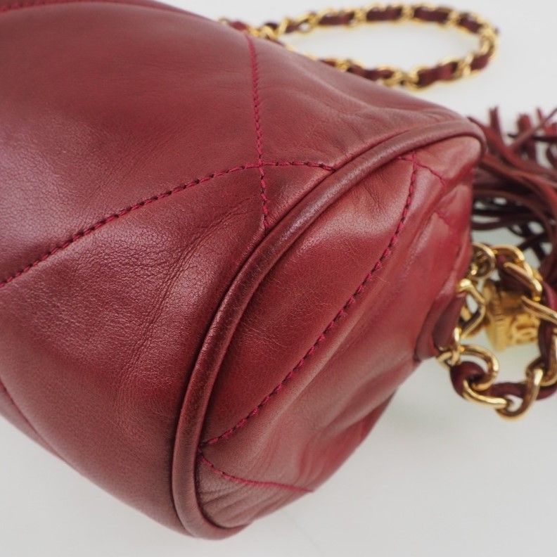 Chanel Chain Shoulder Matelasse Fringe Lambskin Red Ladies Shoulder Bag