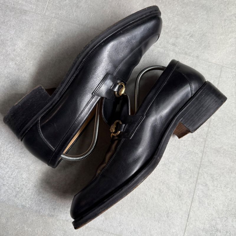 Gucci Horsebit Loafer Square Toe Black Gold Hardware Men's 41e 26cm (10.24in)