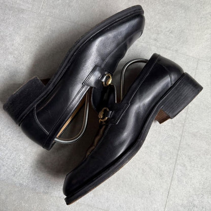 Gucci Horsebit Loafer Square Toe Black Gold Hardware Men's 41e 26cm (10.24in)