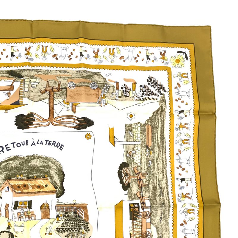 Hermes Scarf Carre 90 RE TOUR A LA Terre Going Home