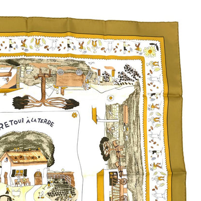 Hermes Scarf Carre 90 RE TOUR A LA Terre Going Home