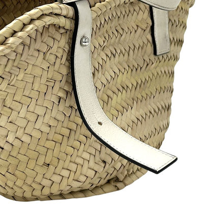Loewe Bag Women's Brand Anagram Tote Leather Palm Leaf Basket Bag Small White