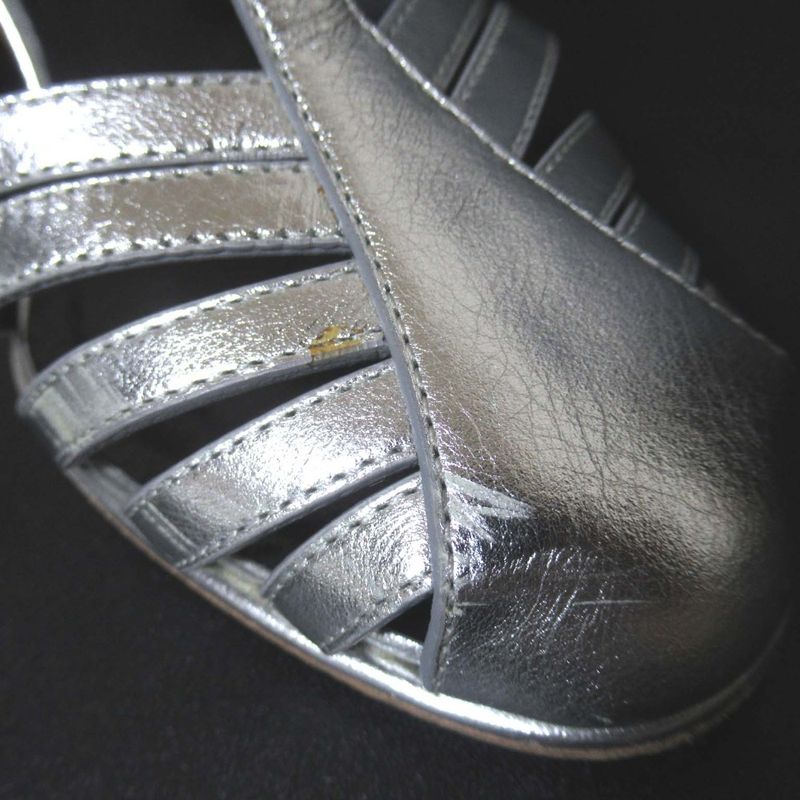Celine High Heel Ankle Strap Sandals Size 35 Approx 22cm (8.66in) Silver Color