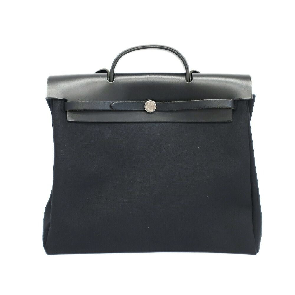 Hermes Herbag Shoulder Bag Black Silver