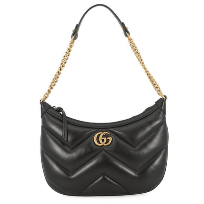 Gucci Chain Shoulder Bag GG Marmont Small Quilted Leather Black