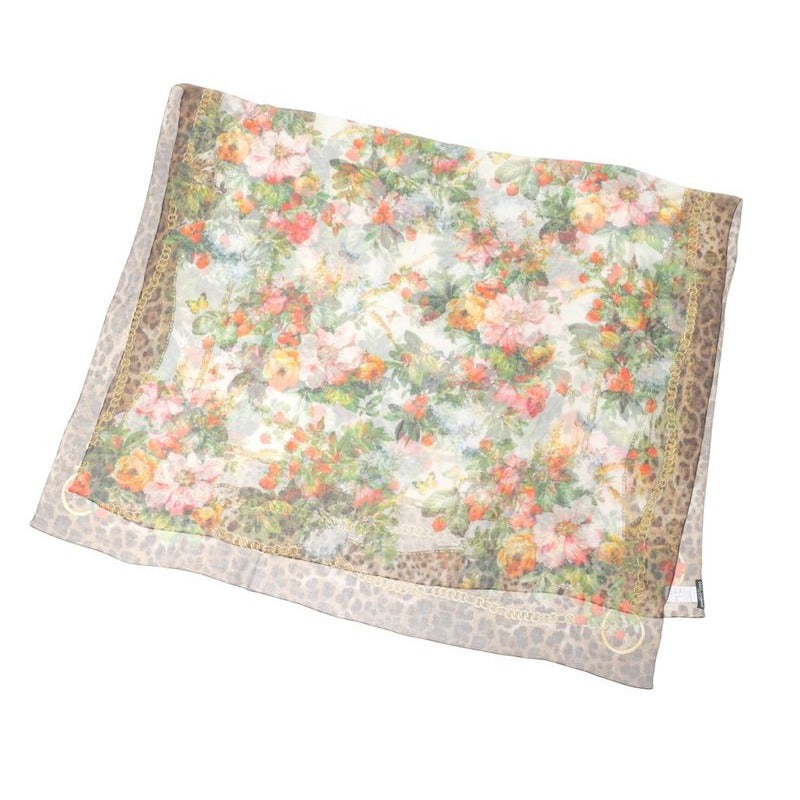 Dolce & Gabbana Shawl Leopard Botanical Long Scarf Brown — view 3