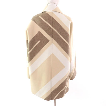 Hermes 22AW 2h0133di Wool Silk Blend Leather Zip Raglan Sleeve Mosaic Coat