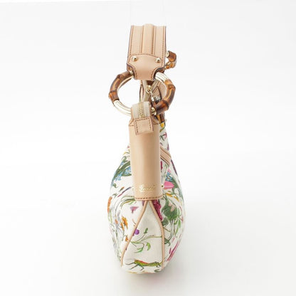 Gucci Floral Bamboo Semi One Shoulder Handbag Multicolor