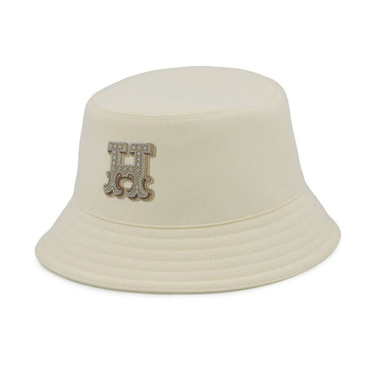 Hermes Hat Harper-h Electric Embroidery Cotton 59 Bucket Blanc Lotus