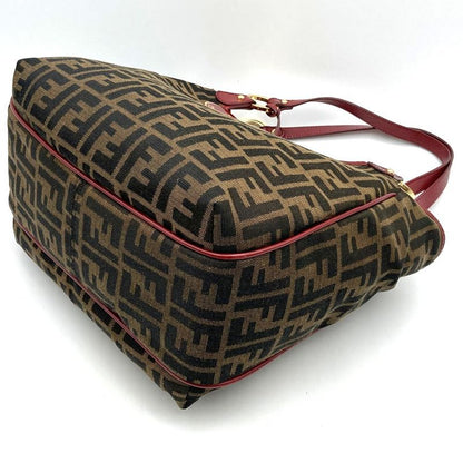 Fendi 8bh156 Handbag Tote Bag Canvas Brown Red Women