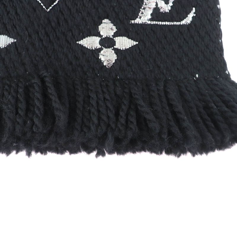 Louis Vuitton M75833 Echarpe Logomania Shine Silk-blend Noir Monogram Scarf