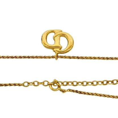 Christian Dior Vintage CD Logo Necklace Pendant Choker Accessory Gold 652-3