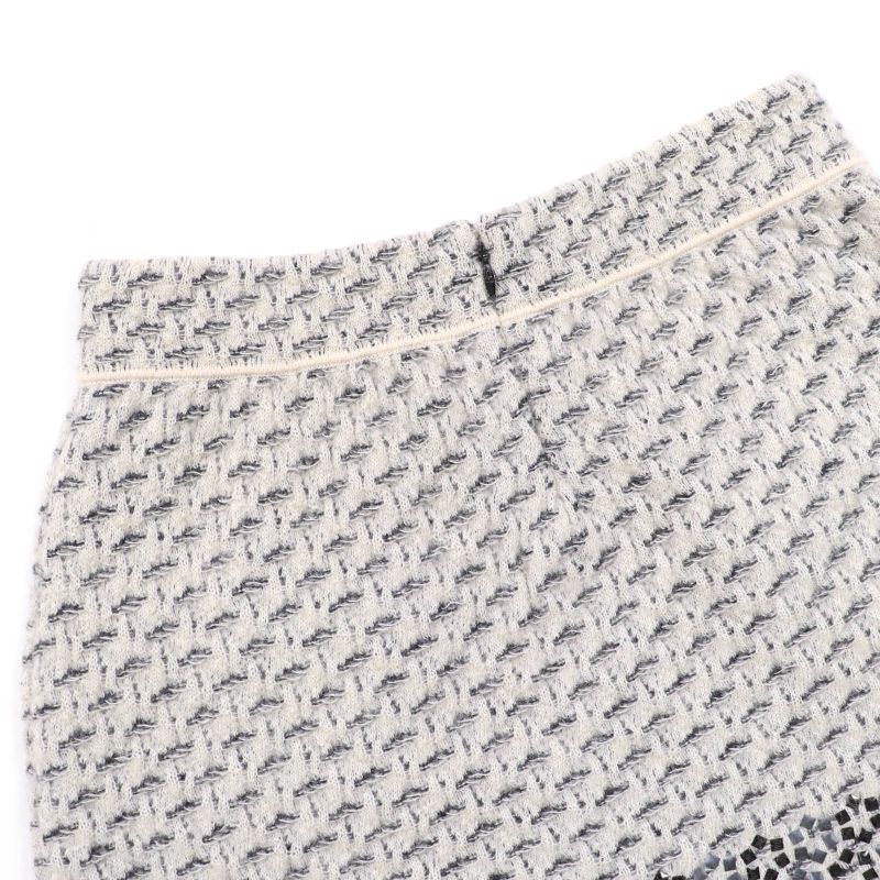 CHANEL P39241k02786 Mohair Silk Cashmere Coco Button Knit Miniskirt Grayish 36
