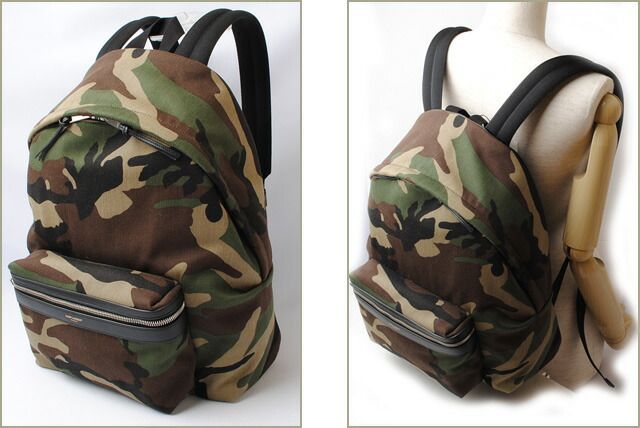 Saint Laurent Backpack YSL Saint Laurent City Camouflage Army Green 435988