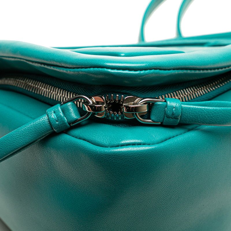 Prada Triangle Handbag Shoulder Bag 2WAY 1ba315 Blue Green Padded Nappa Leather