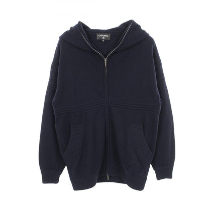 Chanel Hoodie CC Logo Knit Cashmere Zip Up