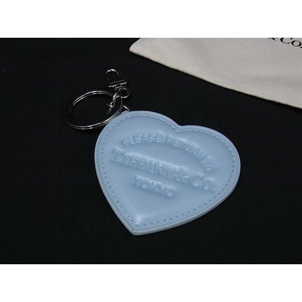 Tiffany & Co. Return to Heart Leather Key Ring Charm Light Blue