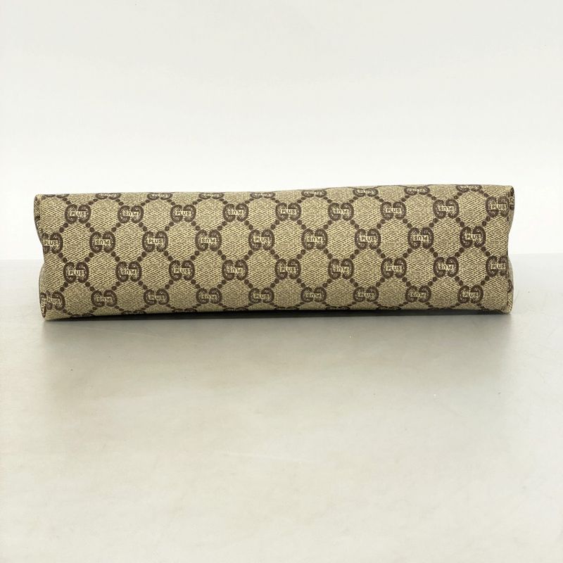 Gucci Clutch Bag GG Supreme Old Gucci PVC Brown Gold Hardware Women