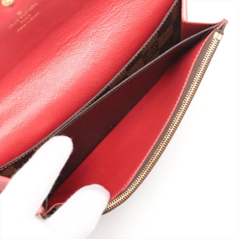 Louis Vuitton Damier Portefeuille Emilie Zipper Long Wallet N63544 Ebène Brown