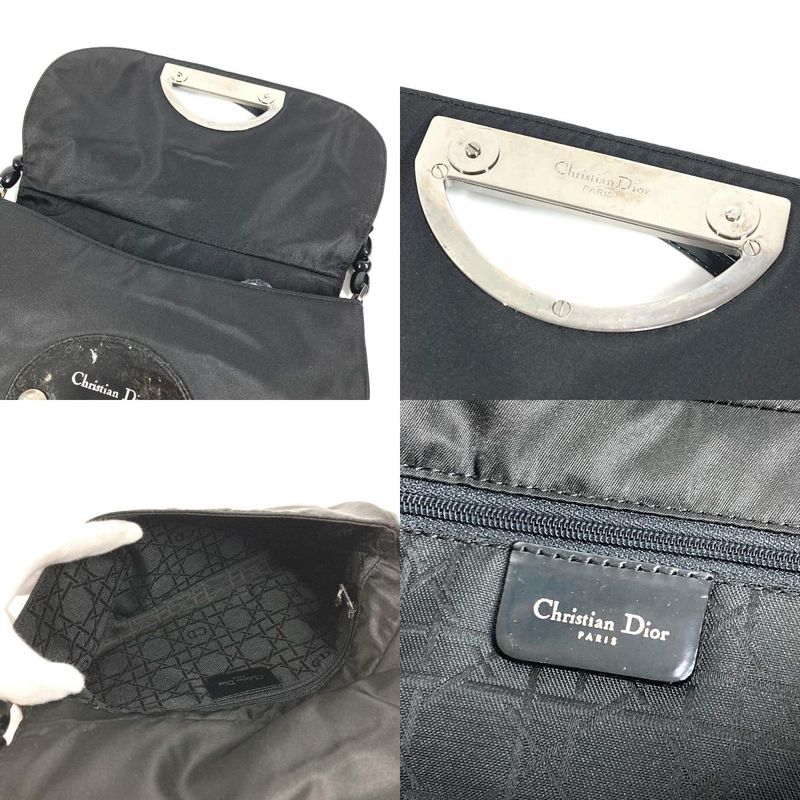 DIOR Shoulder Bag Maris Pearl Logo Nylon Black