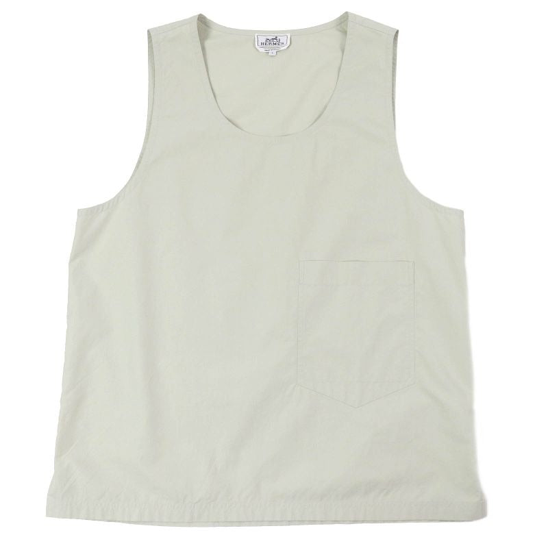 Hermes 23 SS 100% Cotton Patch Pocket Crew Neck Sleeveless Cut & Sewn Pullover