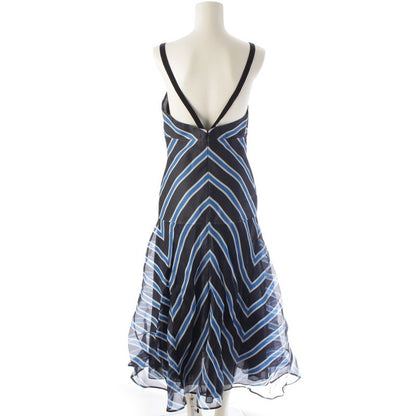 Fendi 17 Silk Mesh Sleeveless Layered Design 2WAY Dress Cami Dress Blue 38