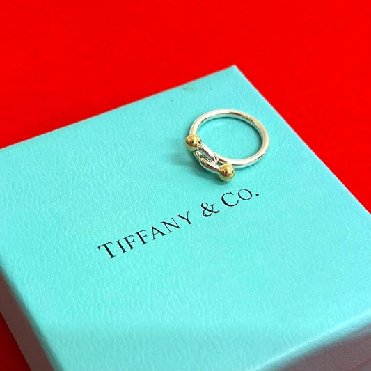 Tiffany & Co Hook Eye Love Knot Ring Yellow Gold Silver