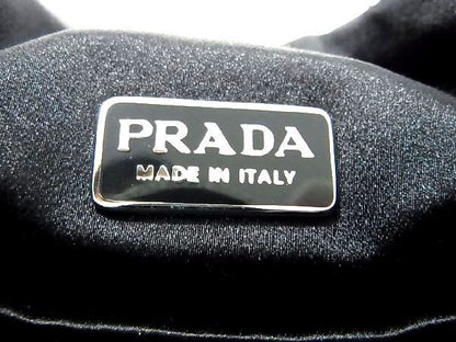 Rare Prada B8698 Nylon And Wool Handbag Tote Bag Women's Black Be6443