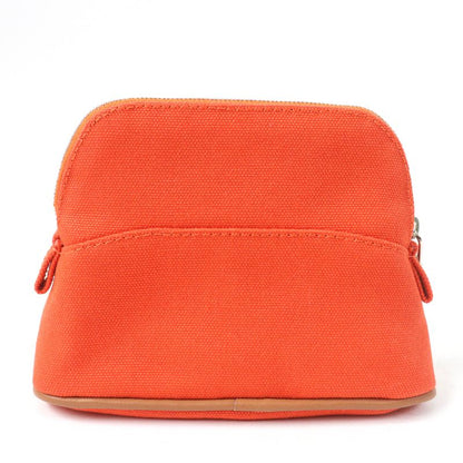 Hermes Bolide Pouch Mini Silver Hardware H Logo Canvas Pouch Orange With Box