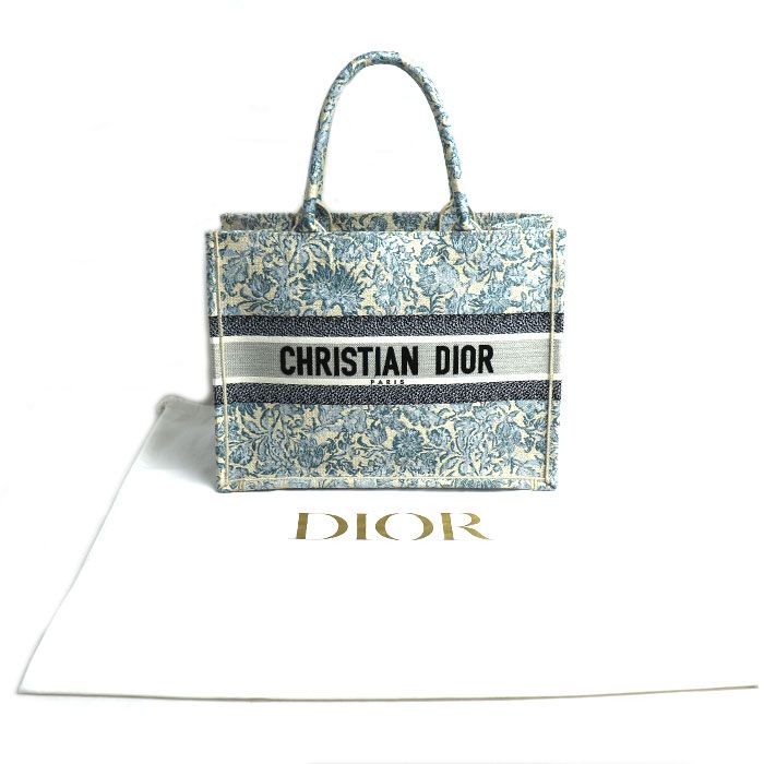 Christian DIOR Book Tote Medium Tote Bag Blue Multi Ladies Preowned