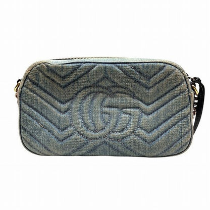 Gucci GG Marmont 447632 Denim Embroidered Bag Shoulder Bag Women