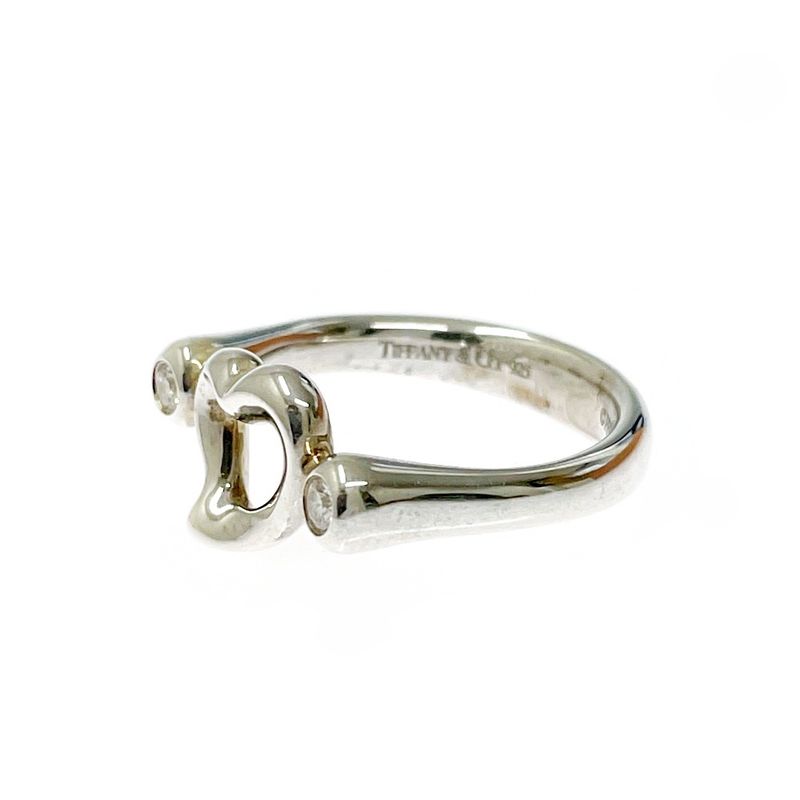 Tiffany & Co Silver Diamond Open Heart Ring 3.2g 925 Engraved 350097 Ring